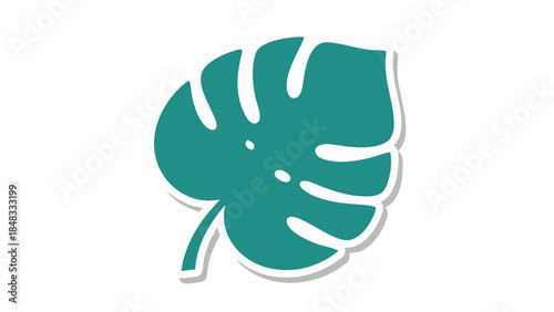 Teal Monstera Leaf Icon