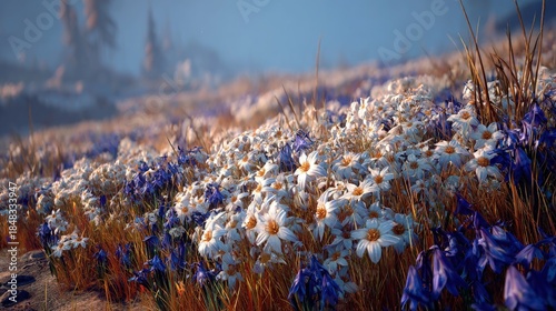 Colorful Wildflower Meadow With Golden Light