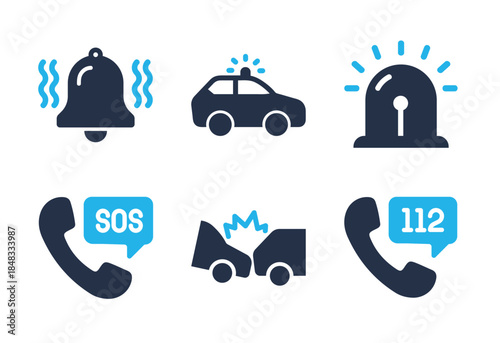 Public Security and Alerts icon set. Solid glyph series icons