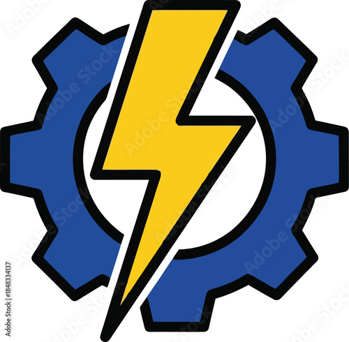 Electric Power Cogwheel Emblem.