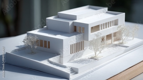 White Architectural Model Of Modern House