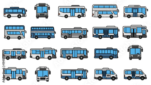 Collection of blue buses