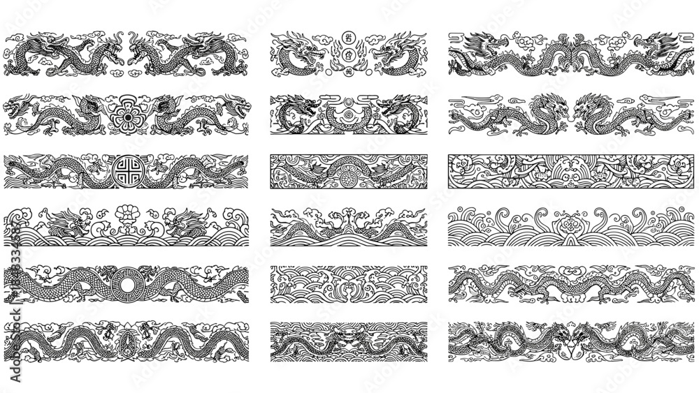 Obraz premium Collection of black and textured strips