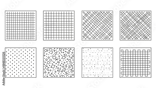 Collection of various black grid patterns