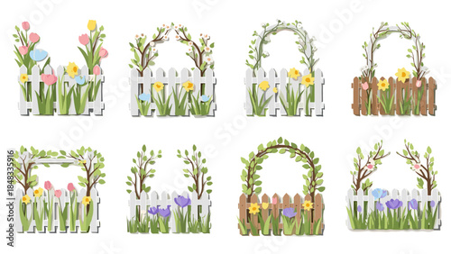 Collection of floral picket fence arches