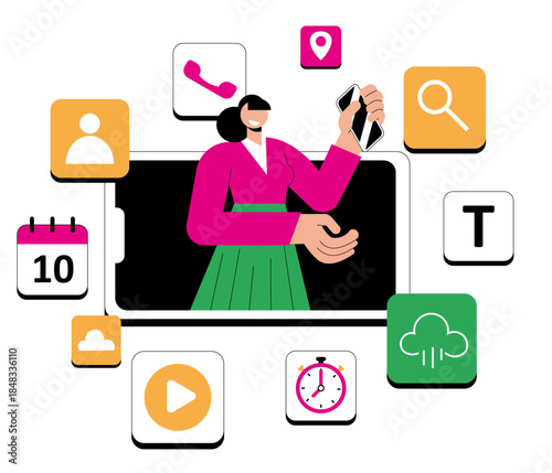 Digital Tools and Mobile Application Concept Illustration