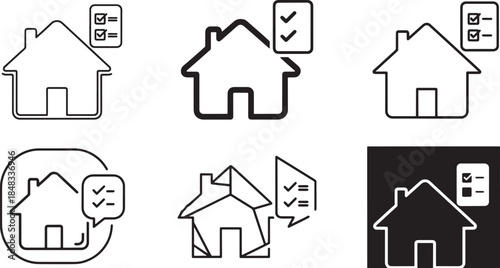 Home inspection survey and property checklist icons in different styles Vector
