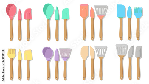 Colorful silicone kitchen utensils set