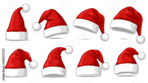 Collection of red christmas hats