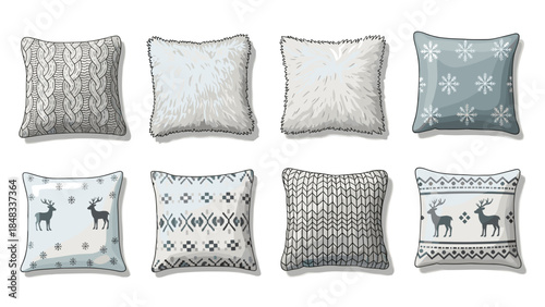 Collection of decorative throw pillows with various patterns