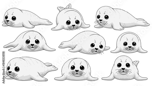 Collection of cartoon seal illustrations