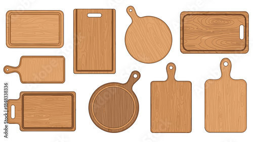 Set of wooden kitchen cutting boards