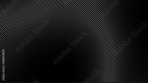  Halftone dot motion pattern seamless looped background. Animated grid of white dots texture against black backdrop, gradient effect overlay