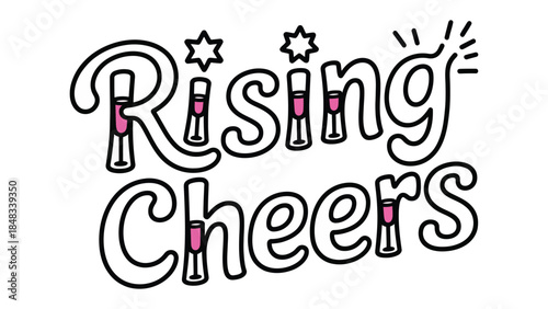 Rising Cheers: A celebratory graphic embodies the spirit of toasts and elevation, adorned with stylized imagery of glasses and festive elements
