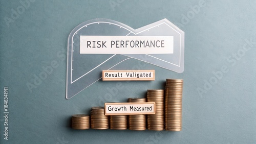 Visual Representation of Risk Performance Data with Stacked Coins Illustrating Growth Measurement and Validation Results