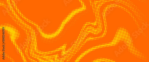 abstract orange background. orange halftone pattern. Retro comic gradient background. Bright orange pixelated dotted texture overlay.