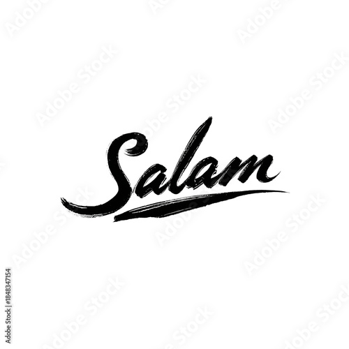Salam in thick black Arabic-inspired script font elegant style isolated on transparent background