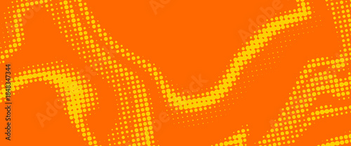 abstract orange background. orange halftone pattern. Retro comic gradient background. Bright orange pixelated dotted texture overlay.