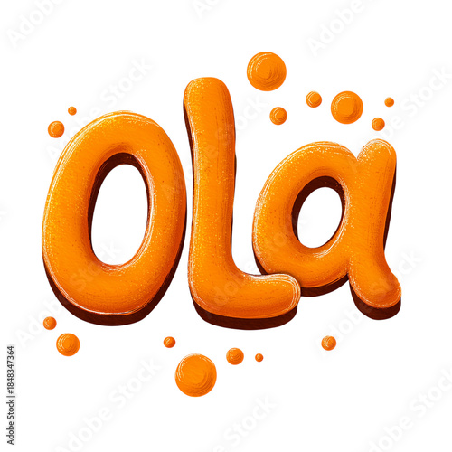 Ola designed with playful marker style and soft orange color isolated on transparent background