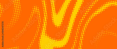 abstract orange background. orange halftone pattern. Retro comic gradient background. Bright orange pixelated dotted texture overlay.