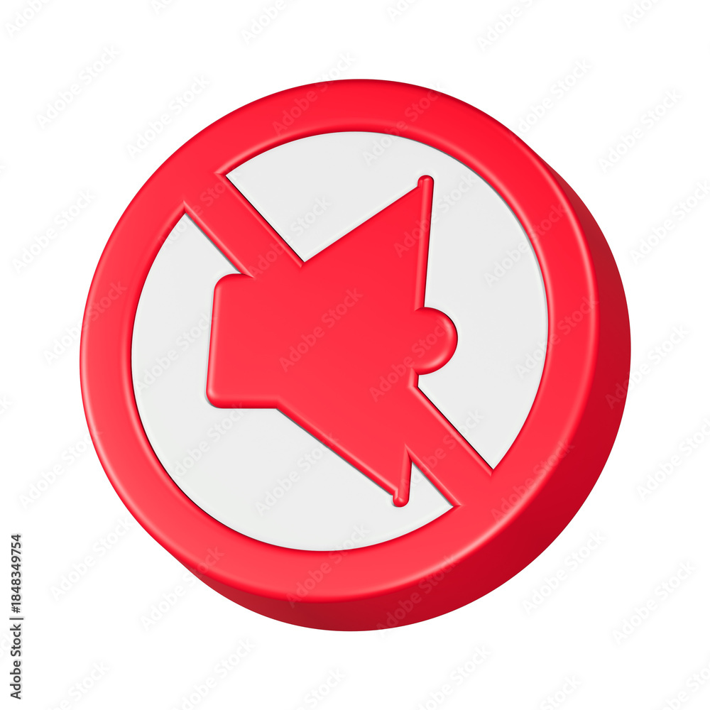 Fototapeta premium mute 3drendering icon red color
