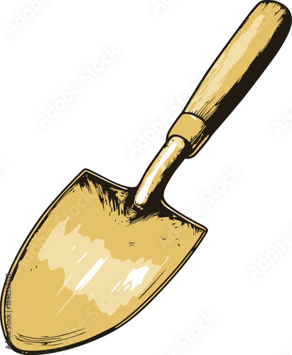 Vintage garden trowel illustration hand drawn sketch