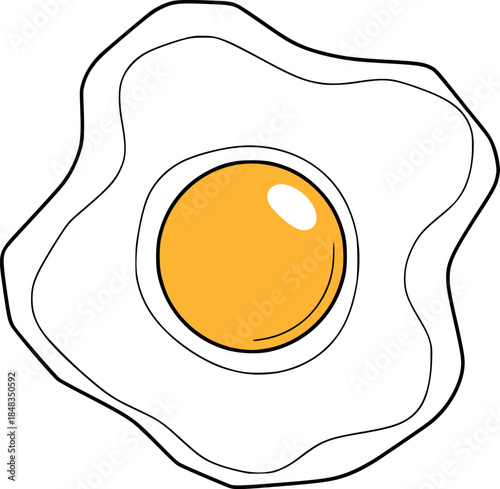 Fried egg icon with yolk and white minimal flat vector