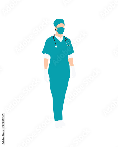 Flat vector people and illustration, man with medical profession outfit