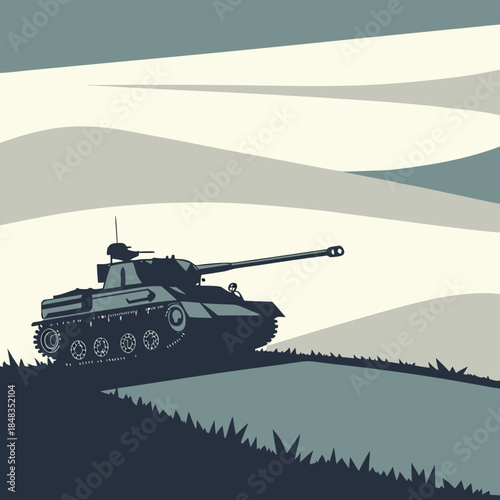 Tank in snowy landscape