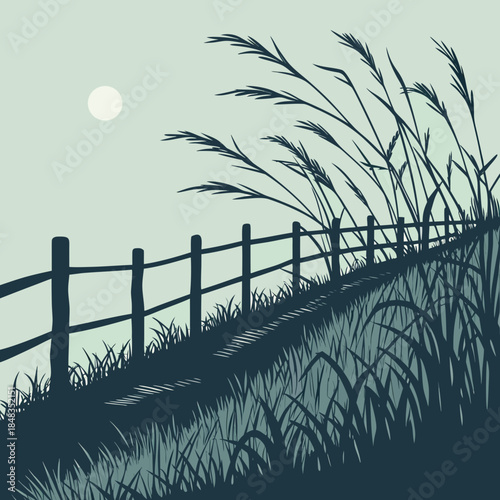Serene evening fence