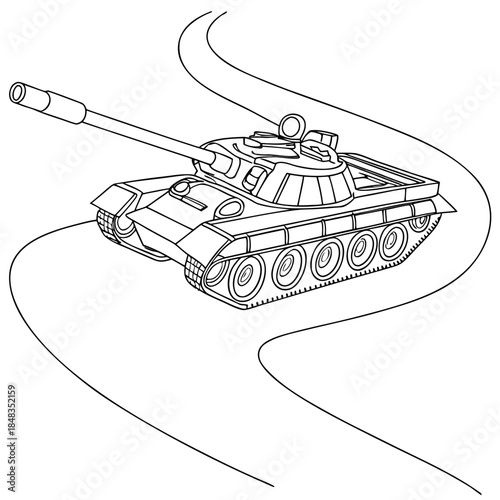 Tank navigating a curved path