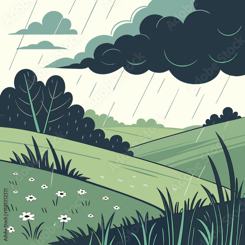 Rainy day in the countryside