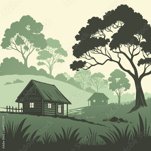 Serene countryside cabin