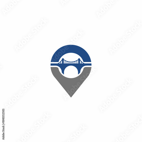 Bridge Location Pin Icon Logo Design.