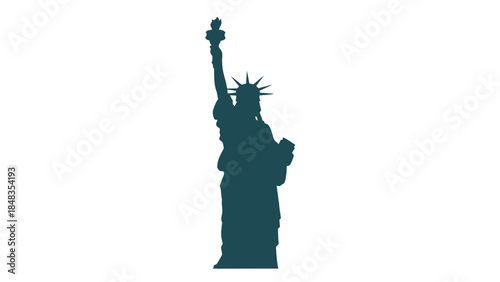 Statue of Liberty Silhouette Iconic American Landmark Symbol of Freedom and Democracy.