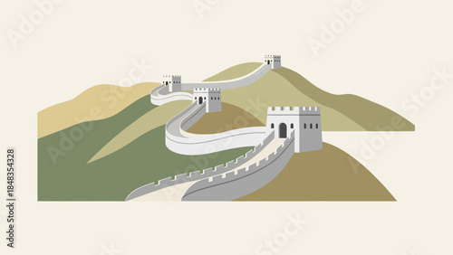 The Great Wall of China winding through mountains.