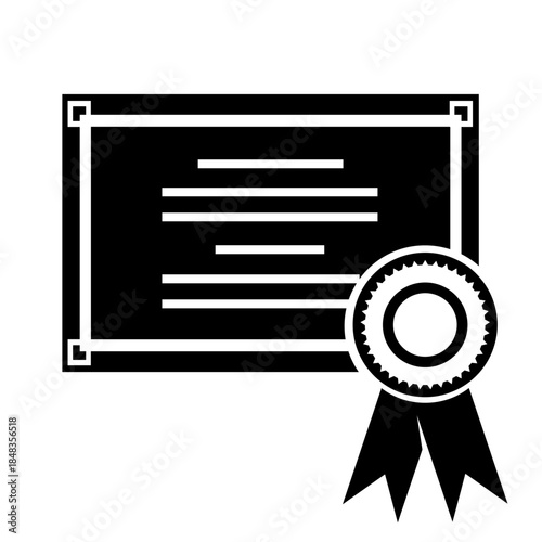 Certificate Black and White Vector Icon