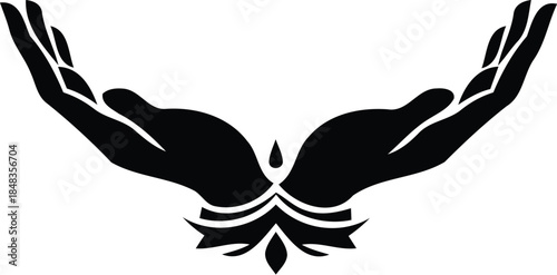 Elegant Black Hands Emblem for Wellness and Care