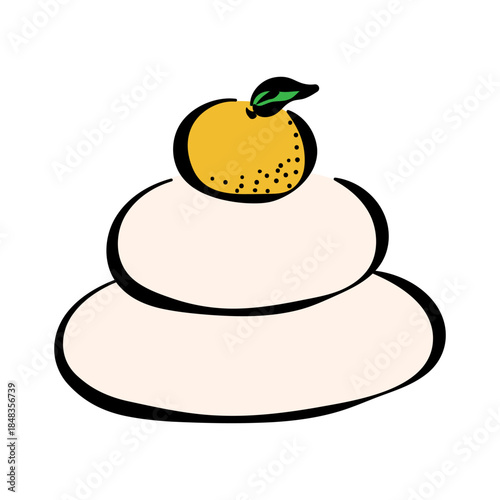 鏡餅の線ありイラスト