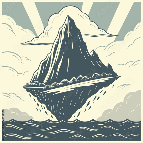 Iceberg in stormy sea