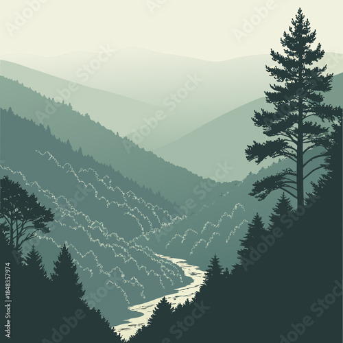 Serene mountain valley