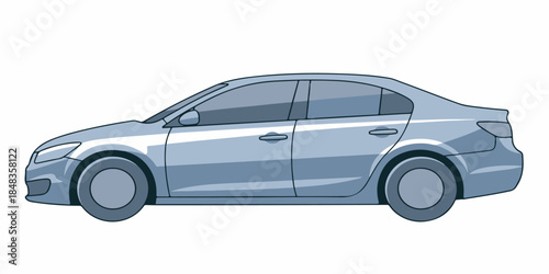 Modern car illustration shown in side view with smooth contours and simplified details.