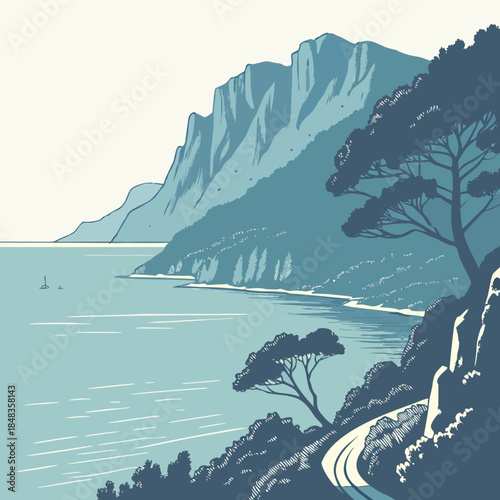 Serene coastal cliffs