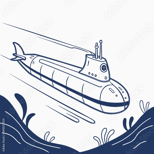 Submarine navigating ocean waters