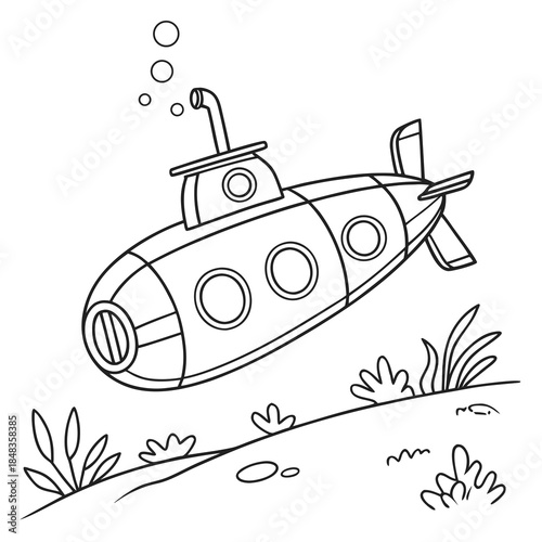 Submarine exploring the ocean floor