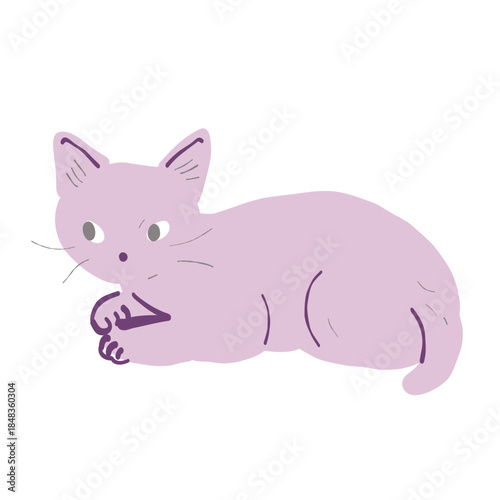 Lying cat relaxing illustration