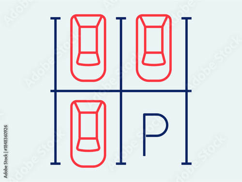 Parking area icon. Shopping mall outline icon. Simple vector illustration in modern thin line style.