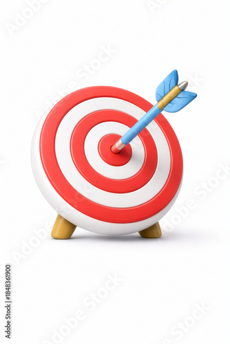 3D target bullseye with arrow icon on white background