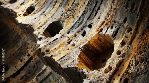 the Colosseum of Rome, structure appearing as if grown from ancient, petrified coral reefs, intricate porous details