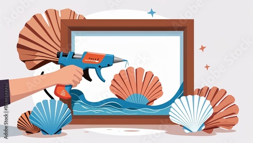 Seashell Art Creation: Gluing Seashells to a Canvas